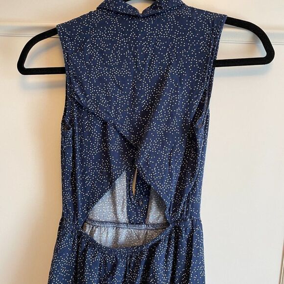 H&M Navy Polka Dot Button-Up Collared Dress - XS - Picture 4 of 6